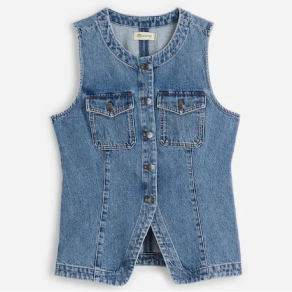 MADEWELL NWOT Denim High Crewneck Vest Jacket Size 12 - Picture 6 of 6